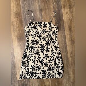 Lost + Wander Cream and Black Patterned Dress
